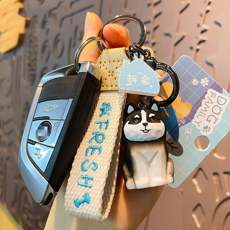 Wholesale Wood Carved Resin Dog Figure Keychain